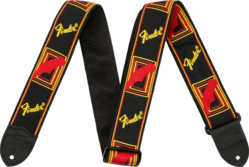 Fender Monogrammed Strap Black/Yellow/Red 2" Tracolla per chitarra in nylon