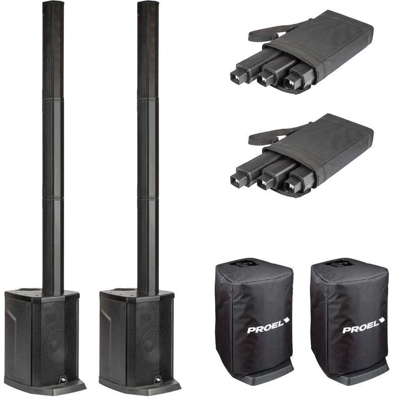 Proel SESSION1XFREE 2x Sist. Colonna Batt. 400W MP3 USB BT ST+2xCOVERSESSION1SUB