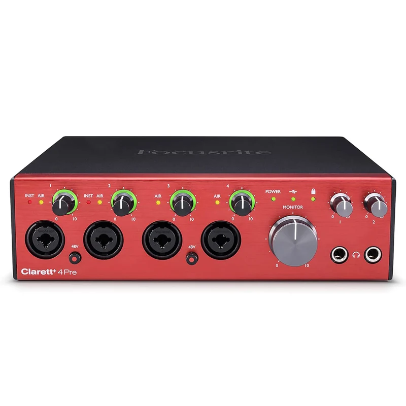 Focusrite Clarett+ 4Pre Interf. Audio compatta USB MIDI OPTICAL con 8In e 4Out
