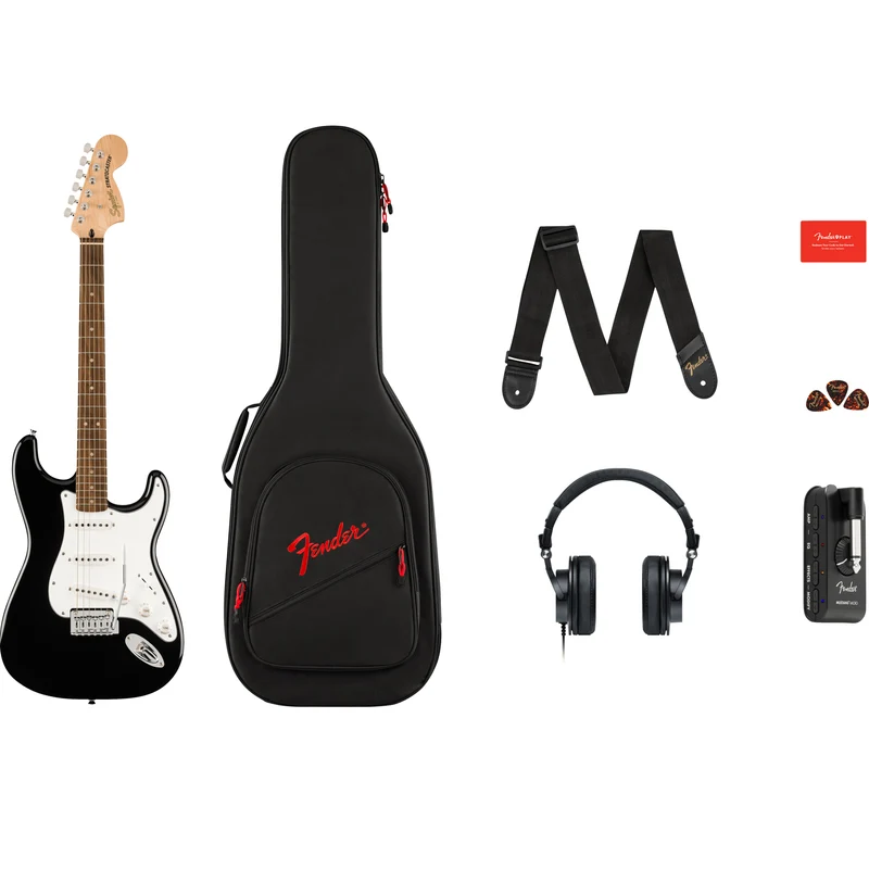 Fender Affinity Series Stratocaster Mustang Micro Pack Black Chitarra Elettrica