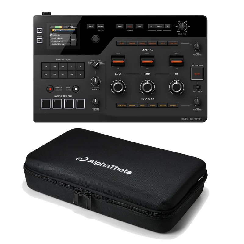 AlphaTheta RMX-IGNITE L'effector Pro x esibizione DJ, Nero + DJC-RMXIGNITE BAG
