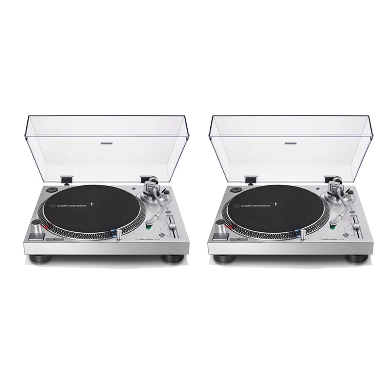 Audio-Technica AT-LP120XUSBSV Coppia Giradischi Professionale per Dj, Silver