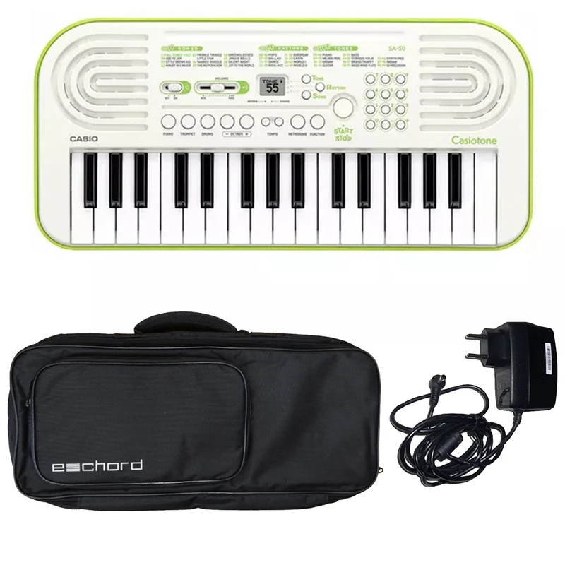 Casio SA-50 Mini Tastiera 32 tasti + Echord B-37 Borsa x tastiera + Alimentatore