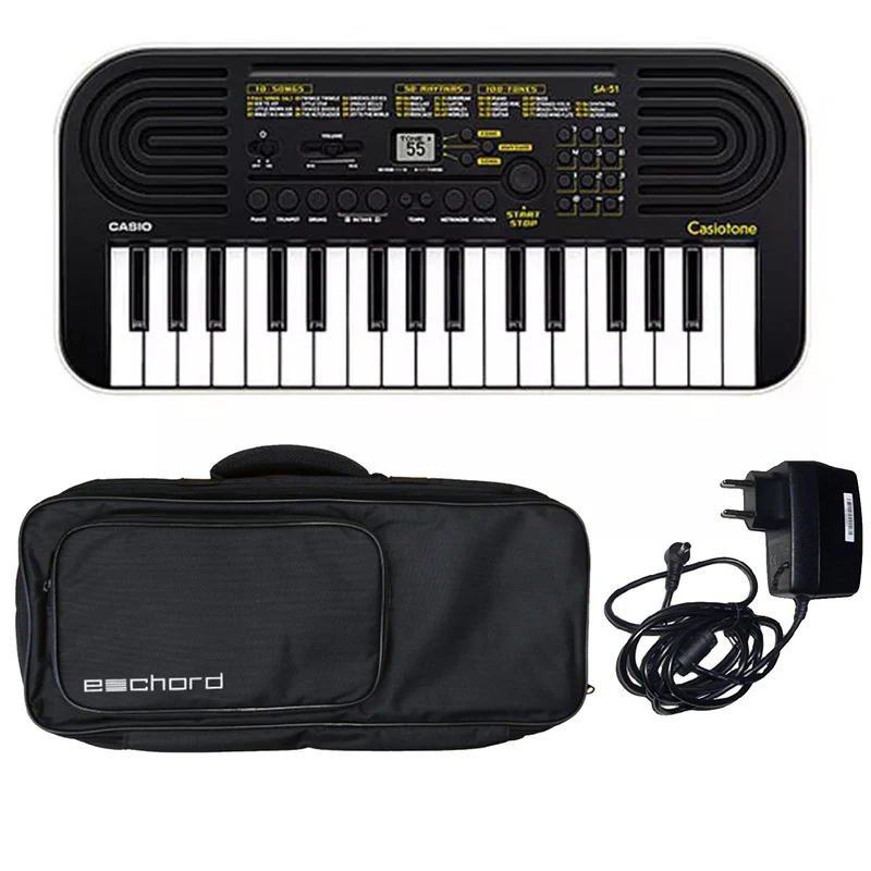 Casio SA-51 Mini Tastiera 32 tasti + Echord B-37 Borsa x tastiera + Alimentatore