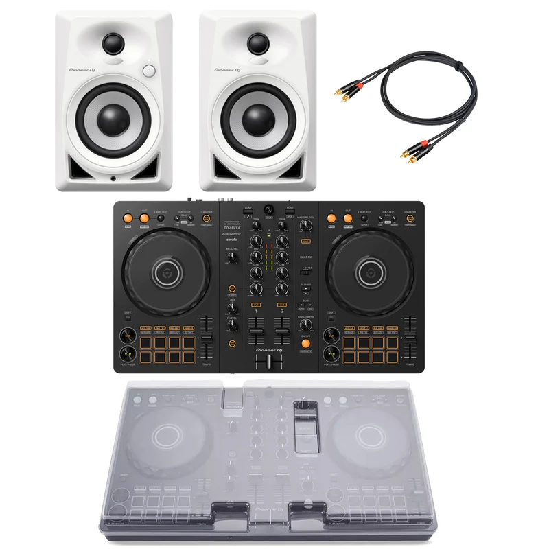 Pioneer Dj DDJ-FLX4 Controller + Casse DM-40D-WHT + DECKSAVER DSPC DDJFLX4 + Cavo