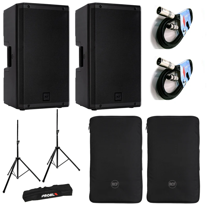 RCF ART 932-A Coppia Diffusori 2100W + 2Cover RCF + 2Cavi 10mt + Coppia Stativi