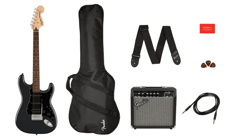 Fender Affinity Stratocaster Charcoal Frost Metal Pack Chitarr.Elett.+Amp15w+acc