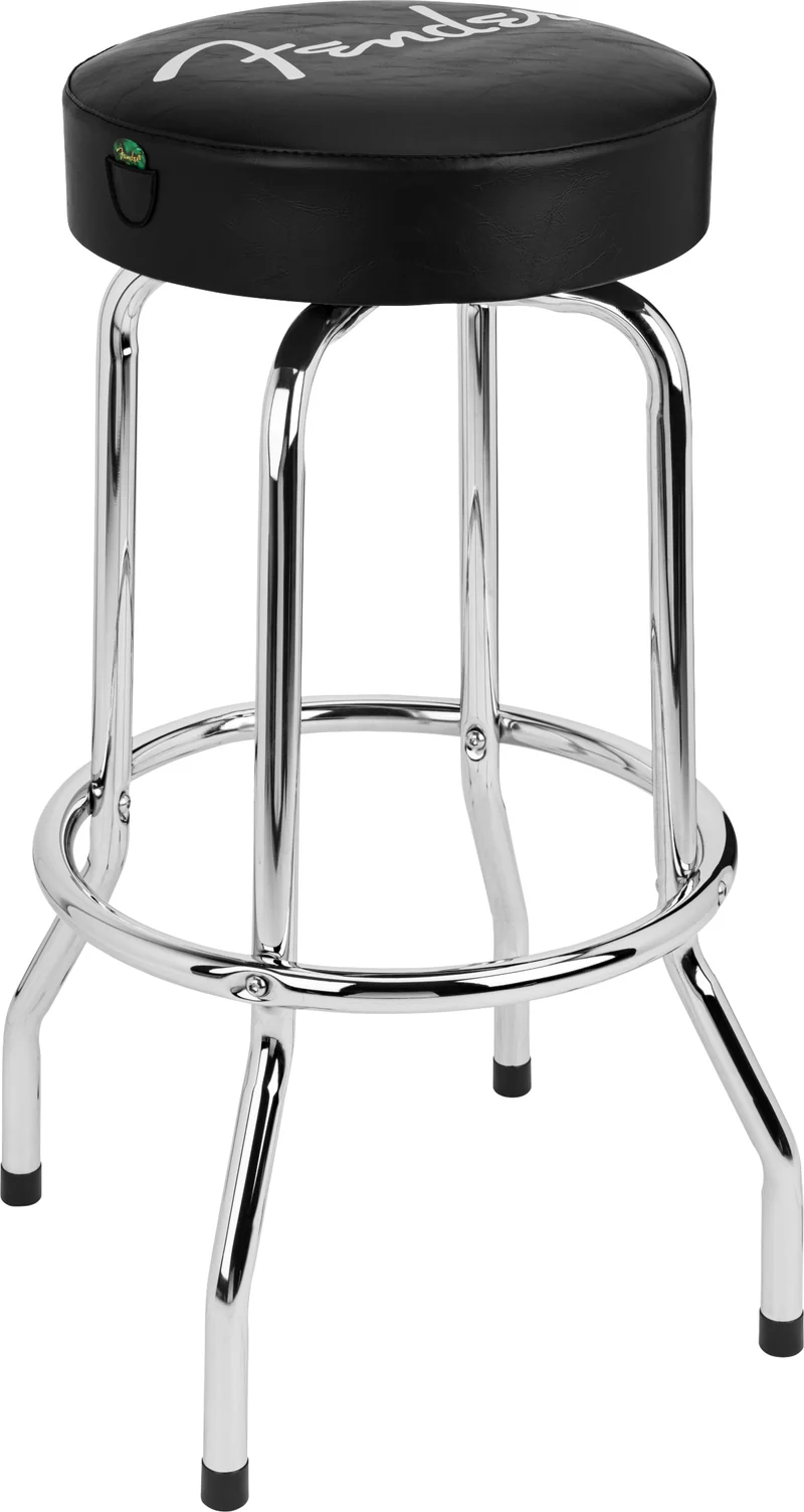 Fender Spaghetti Logo Pick Pouch Barstool Black/Chrome 30" Sgabello chitarrista