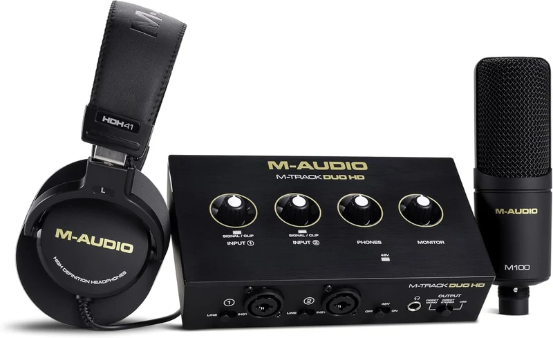 M-Audio M-TRACK DUO HD PRODUCER PACK con Interfaccia audio USB C + Mic + Cuffia
