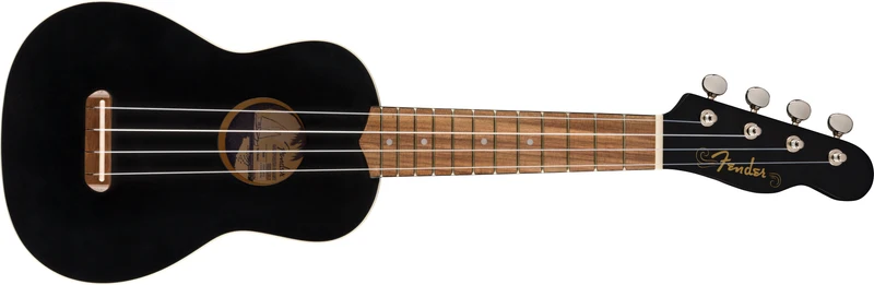 Fender Venice Soprano Uke Walnut Fingerboard Black profilo sottile manico a "C"