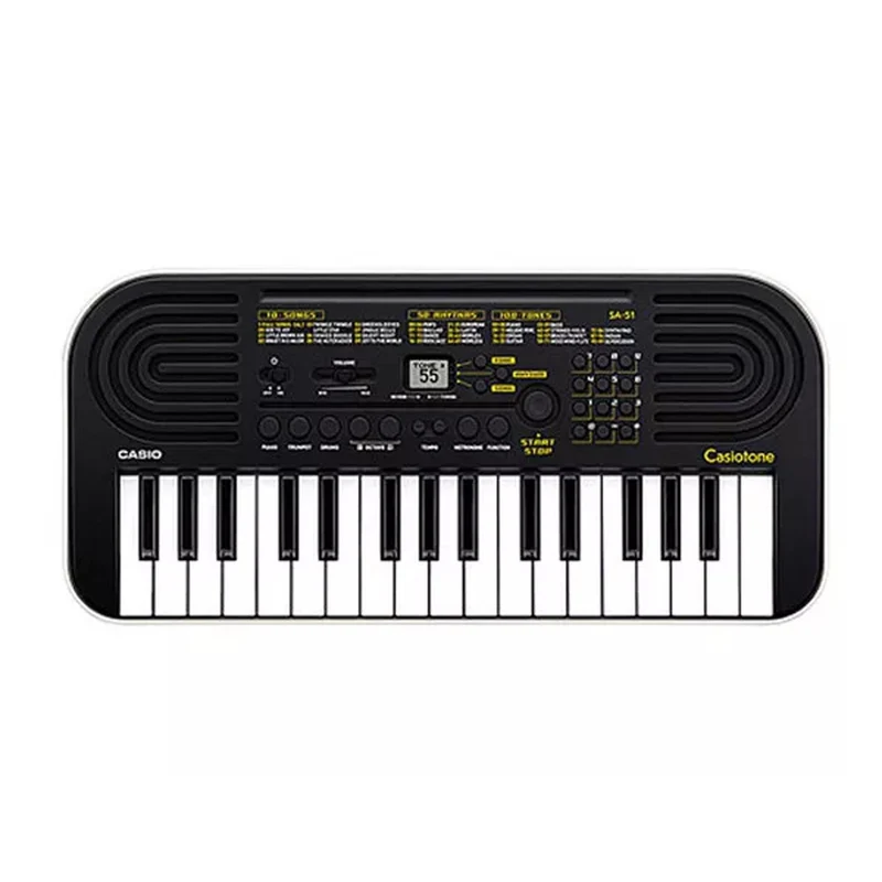 Casio SA-51 Mini Tastiera polifonica a 32 tasti, Nero fondo in Bianco.