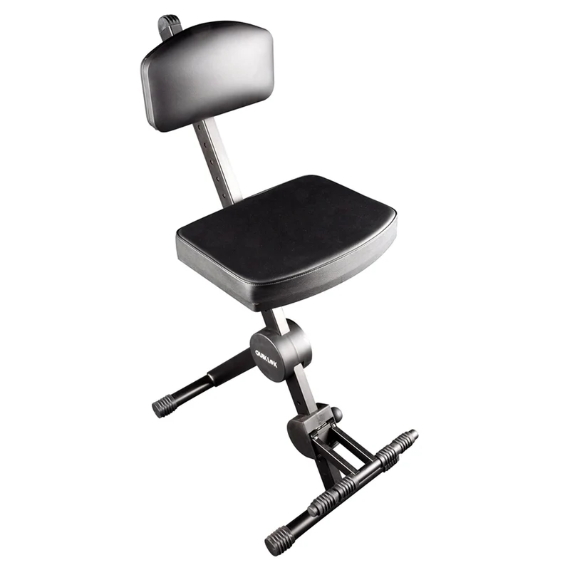 Quik Lok DX749 Sgabello con Schienale e Poggiapiedi per musicisti, Nero