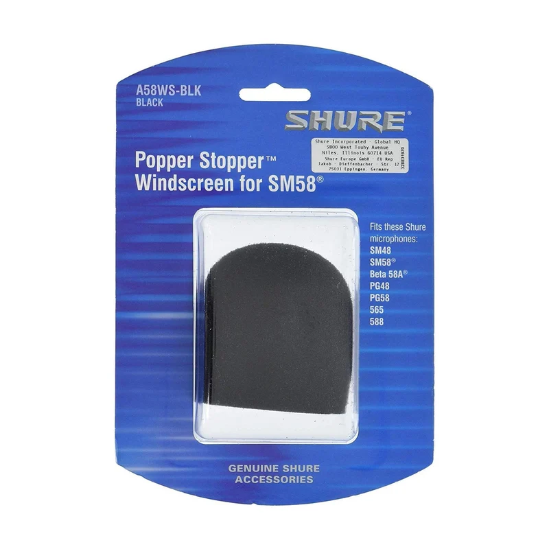 Shure A58WS-BLK Spugna antivento x microfoni Shure serie SM BETA PG e BG, Nero