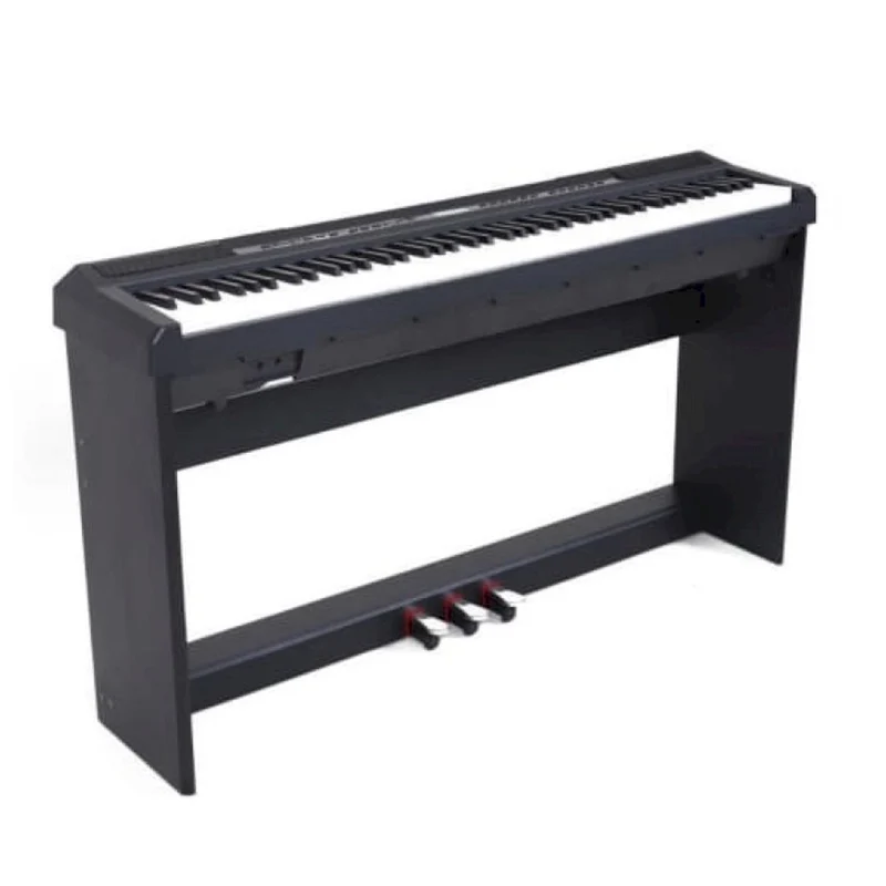 Echord SP10 BLK Piano Digit 88T Pesati Nero + Supporto in legno tre pedali
