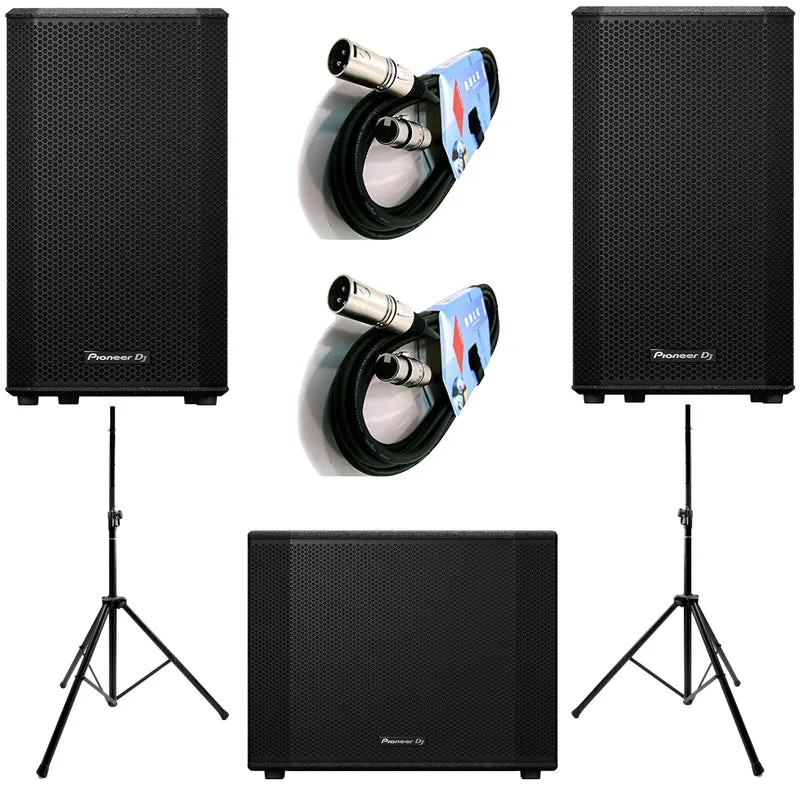 Pioneer Dj XPRS102 2 Casse 2000w + XPRS1152ST Subwoofer 4000w+stativi+cavi audio