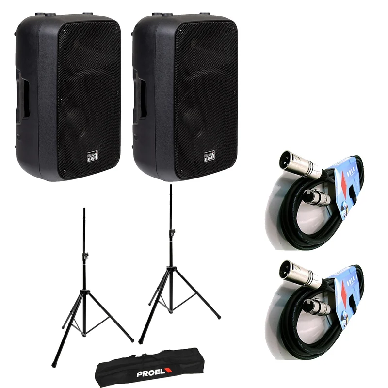 Italian Stage IS SPX15AUB 2Diffusori audio 400w peak + 2Stativi + 2Cavi