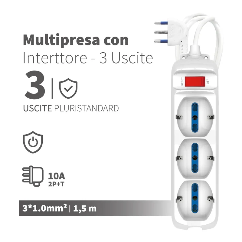 Enerwei Multipresa Pluristandard con Interruttore | 3, 4, 5, 6 Uscite