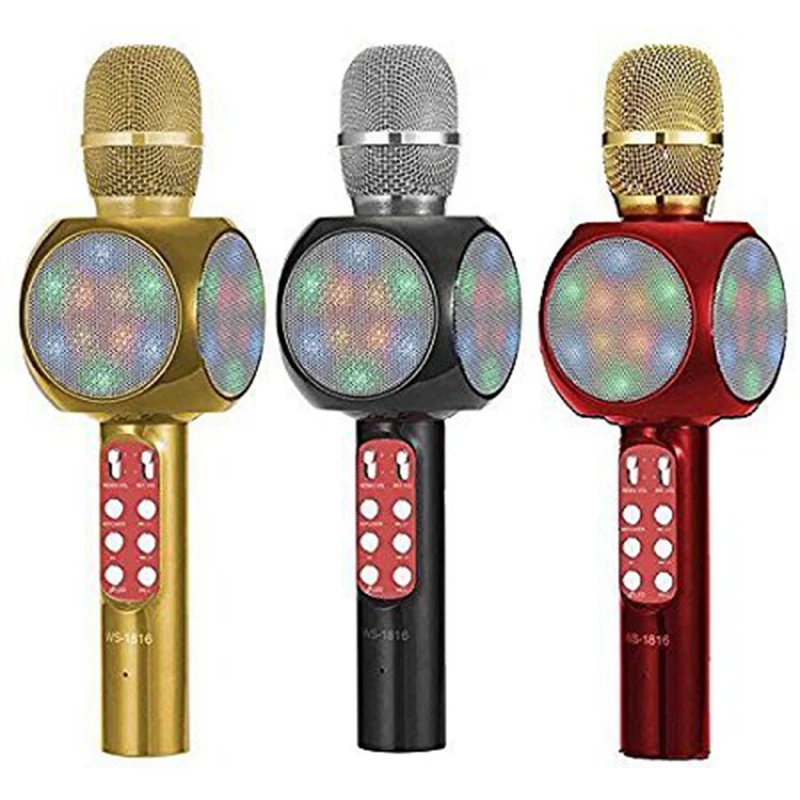 Doki WS-1816 Micrófono Inalámbrico Portátil Altavoz Luces Bluetooth USB Tarjeta TFK Grabadora Hi-Fi
