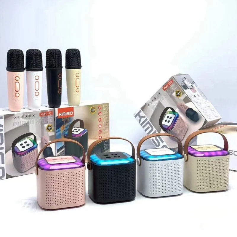 Kimiso KMS-192 LED RGB Karaoke Machine Microphone, Party Speaker, Music Box Subwoofer for Universal Cell Phone And Bluetooth Device