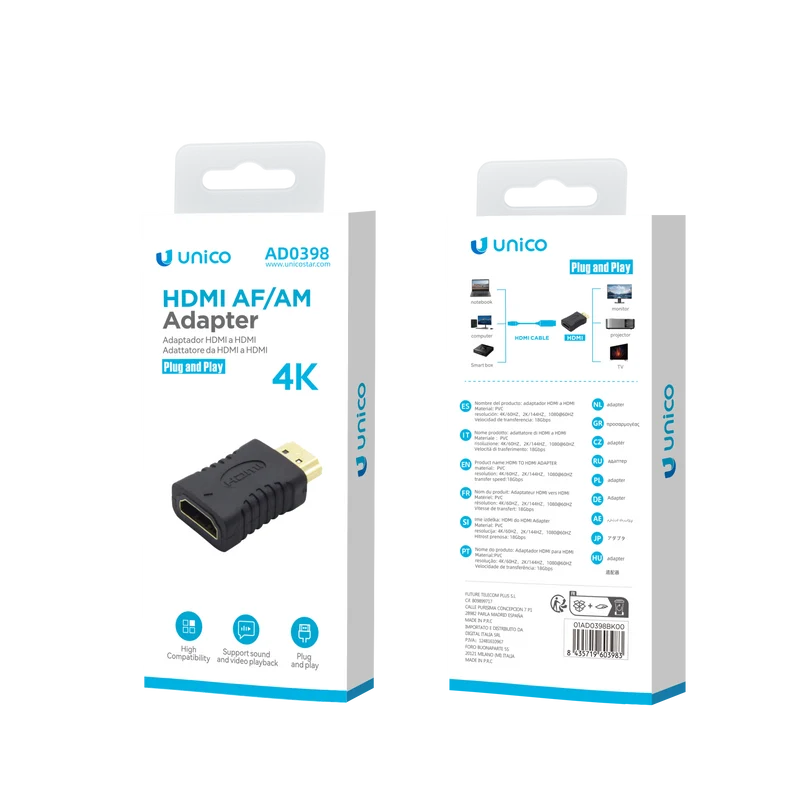 Unico AD0398 HDMI hembra a HDMI macho adaptador