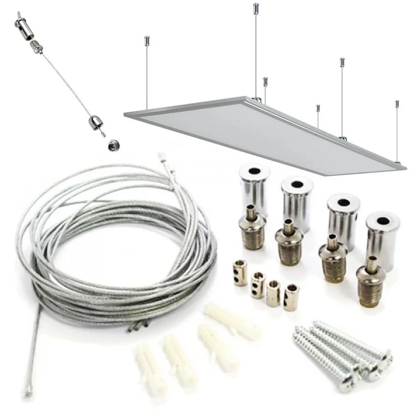 Kit di montaggio a soffitto per riscaldatori a tubo radiante Cronos, lunghezza cavo 1 m, in acciaio inox