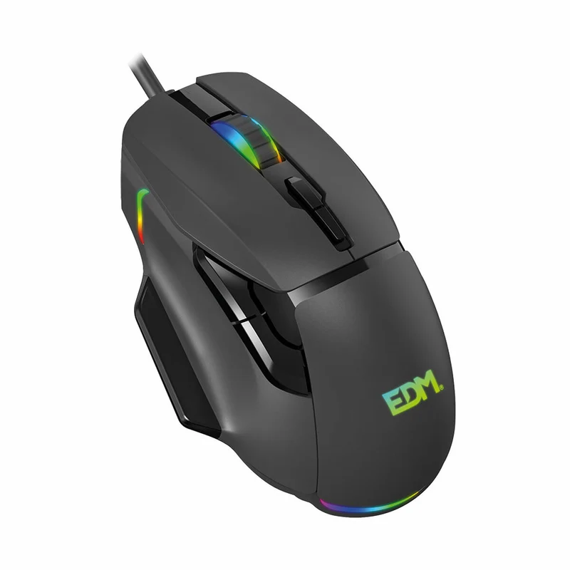 Mouse da gioco LED EDM 07753 per giocatori Nero 7200 dpi