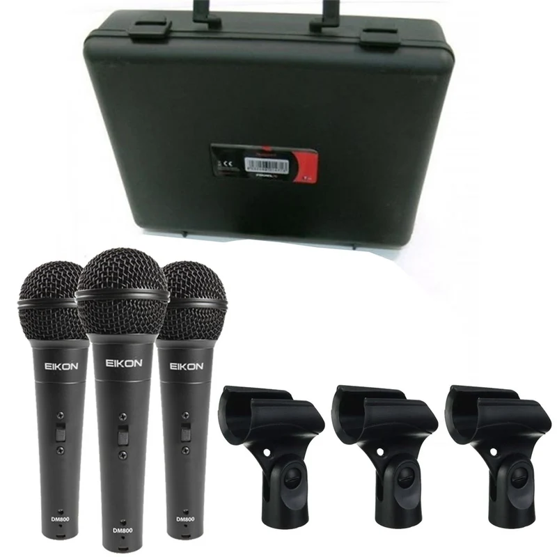 EIKON DM800KIT 3 microfoni + 3 morsetti per asta + custodia Trasporto