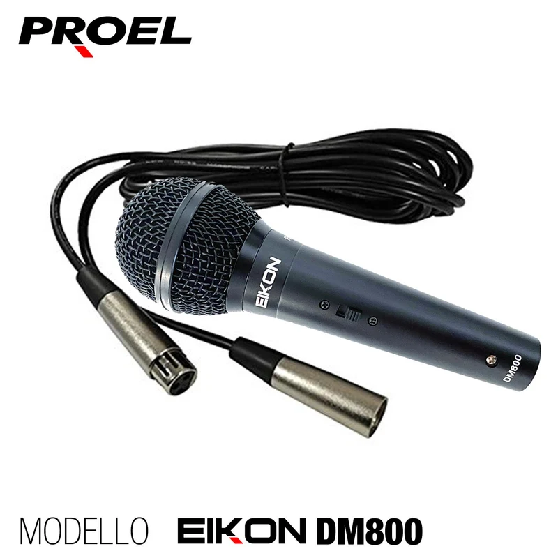EIKON DM800 Microfono Dinamico x Voce Canto Karaoke + Cavo Cannon XLR 5mt.