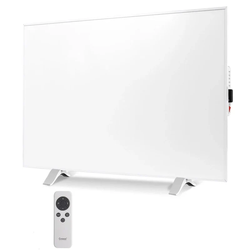 Riscaldatore a infrarossi Cronos, 500W, bianco, anallergico, ultrasottile, superficie opaca, riscalda fino a 14m2, Synthelith PRO CRP-500TWP Bianco