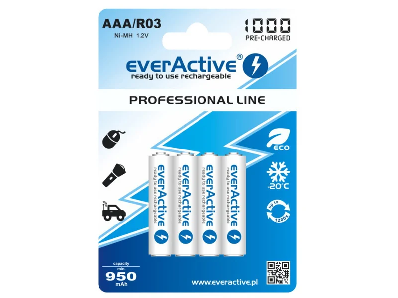 Batterie ricaricaricabili 4x R03 / AAA everActive