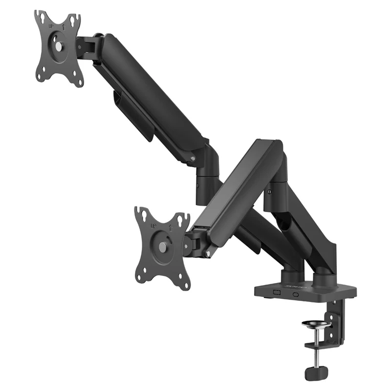 Supporto da scrivania per doppio monitor Savio, 17-32'', 9 kg di carico per monitor, VESA, meccanismo a molla, nero, SAVUM-04