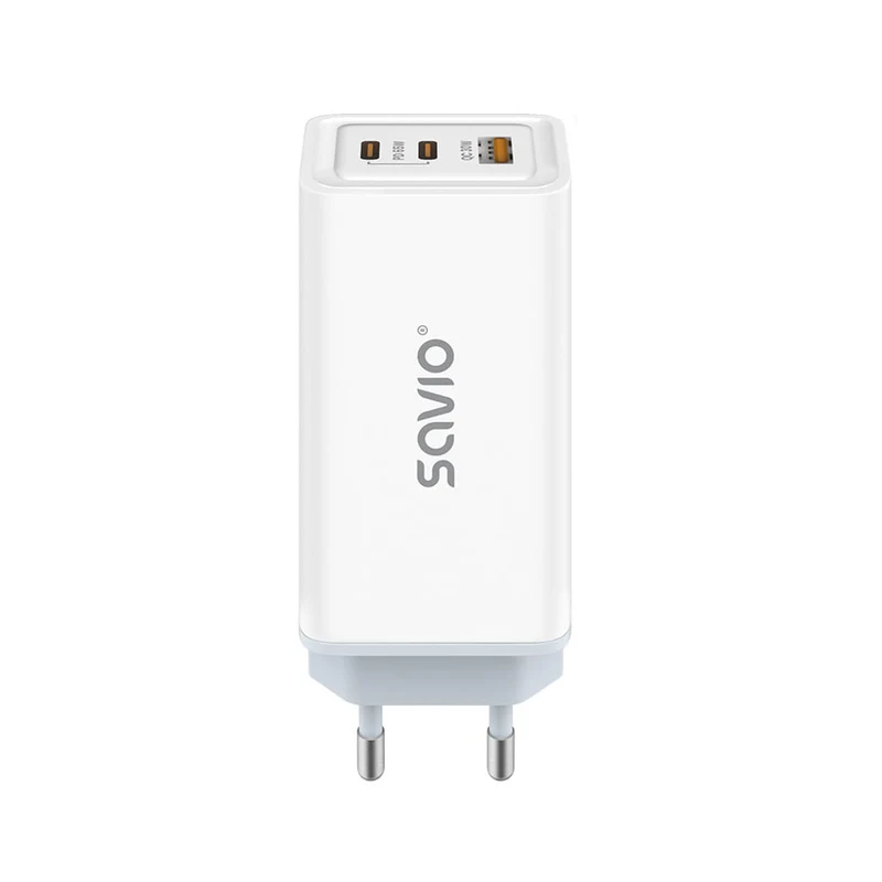 Caricabatterie da rete Savio, 1x USB-A, 2x USB-C, GaN, 65W, bianco, SAVLA-07