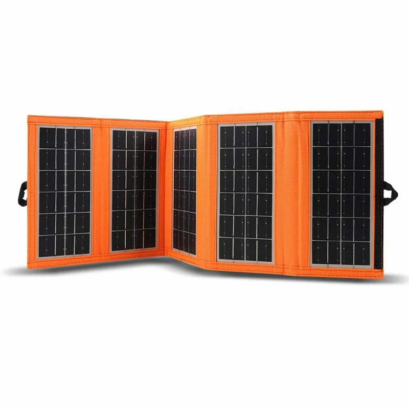 Pannello solare, caricatore, 10W, 1 porta USB, nero e arancione, A02