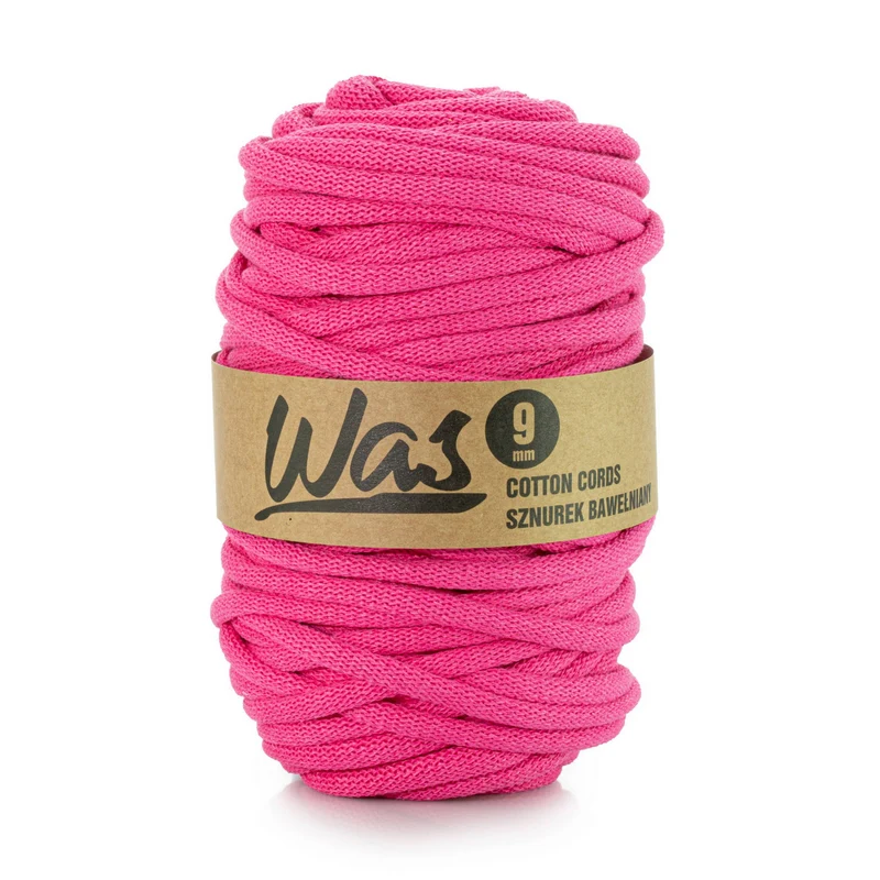 WAS, Gomitolo in cotone con anima in poliestere, intrecciato, 9 mm, 50 m, fucsia