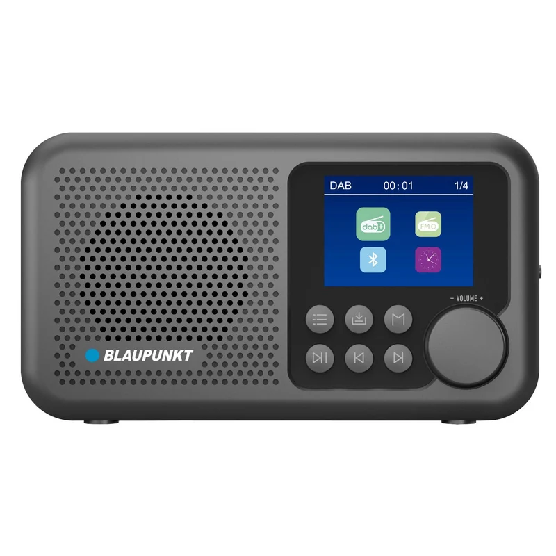 Radio portatile Blaupunkt, radio digitale DAB+ e sintonizzatore FM, Bluetooth, uscita cuffie, display a colori da 2,4 pollici, funzione orologio e sveglia, alimentata a batteria e ricaricabile tramite USB-C, DR8BK