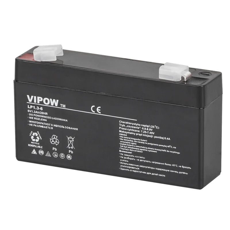 Batteria al gel Vipow senza manutenzione 6V 1,3Ah, a lunga durata