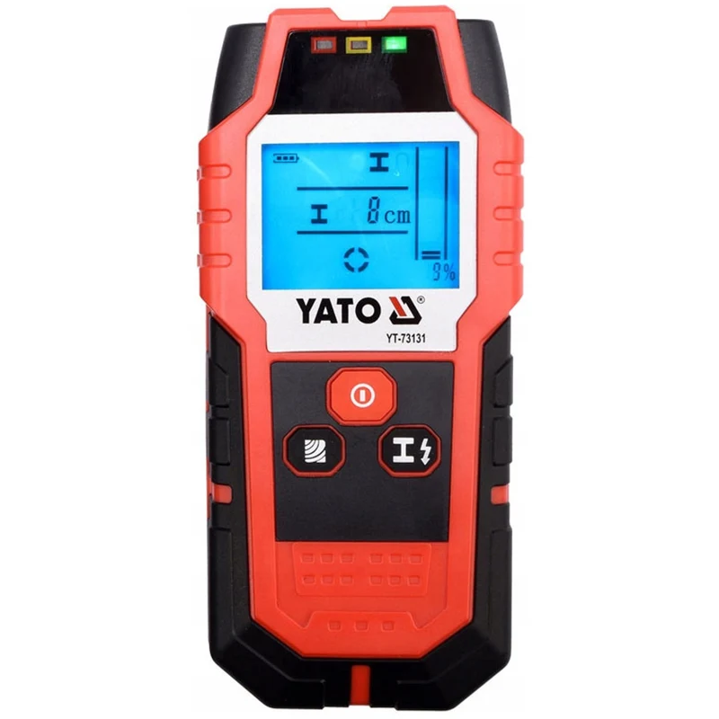 Rilevatore professionale di cavi e profili Yato, ampio display con retroilluminazione a LED, custodia inclusa, segnale acustico e tre LED di segnalazione, regolazione della potenza di rilevamento, YT-73131