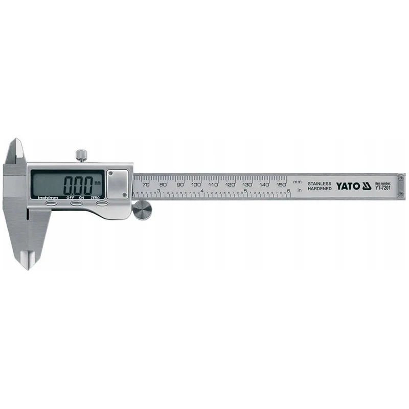 Calibro elettronico Yato, in acciaio inossidabile, precisione 0,02 mm, intervallo 0-150 mm, scala adattata al sistema metrico e imperiale, YT-7201