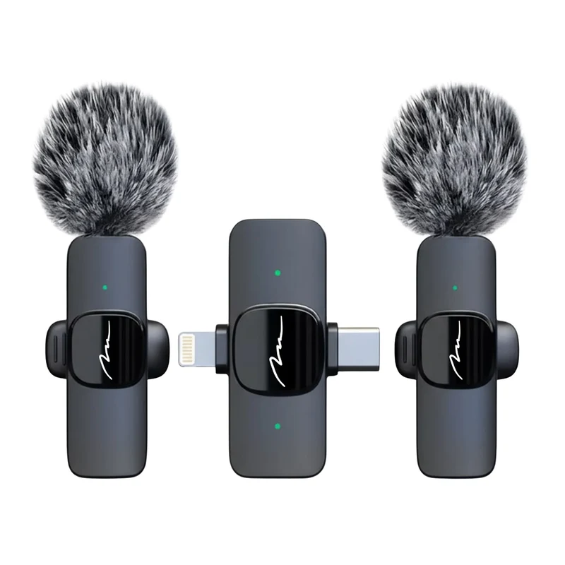MICRO-MIC DUO - 2 microfoni wireless a clip (set), iOS e Android (OTG), mini, super sensibili. USB-C e LIGHTNING, Mediatech
