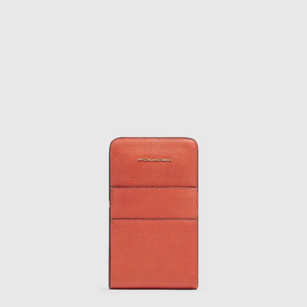 Porta Smartphone a Tracolla Piquadro Patricia con Porta Carte di Credito in Pelle Arancio