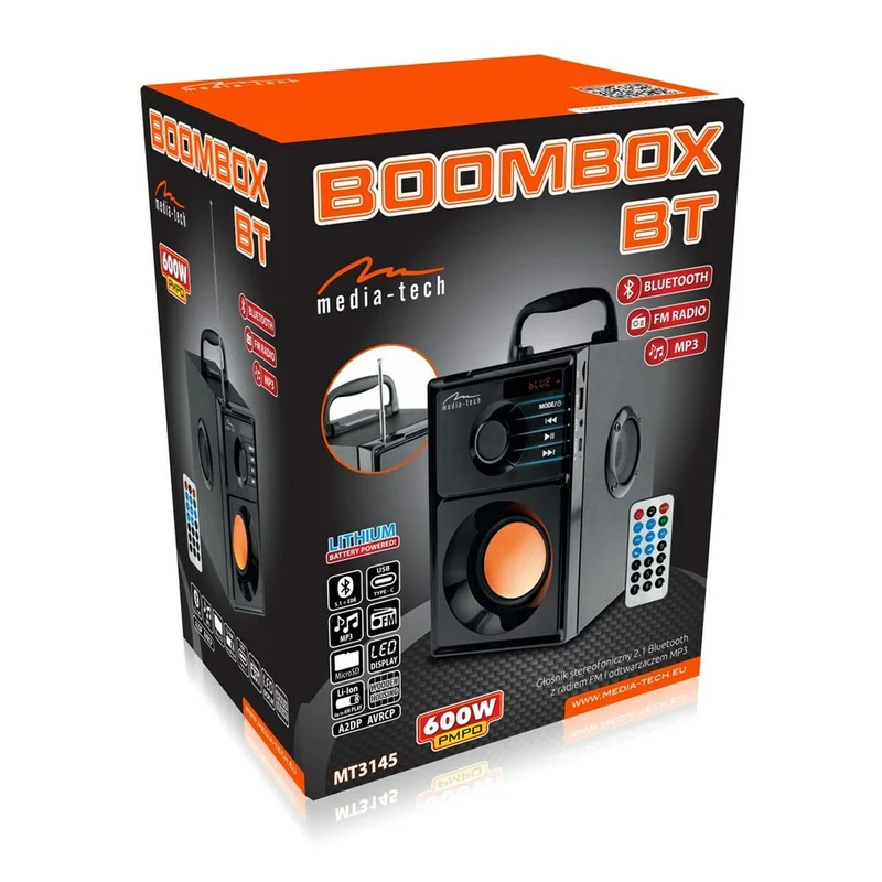 Altoparlanti Bluetooth Media Tech BoomBox BT MT3145 V2 Nero 600 W