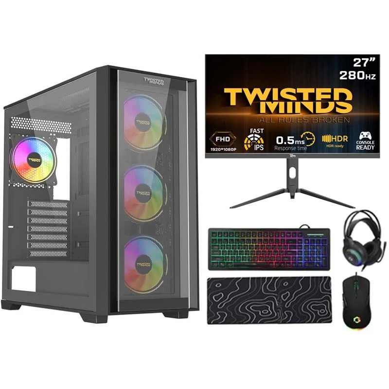 Ryzen 5 Gaming PC, Ryzen 5 9600X, RTX 5070 12GB, Windows 11 Pro With Gaming Monitor and 4in1 Kit