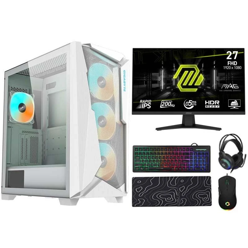 Ryzen 7 Gaming PC, Ryzen 7 9700X, RTX 5070 12GB, Windows 11 Pro With Gaming Monitor and 4in1 Kit
