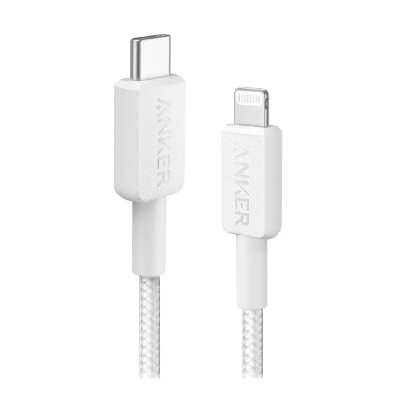 Anker 322 USB-C To Lightning Cable (3 ft Braided) - White