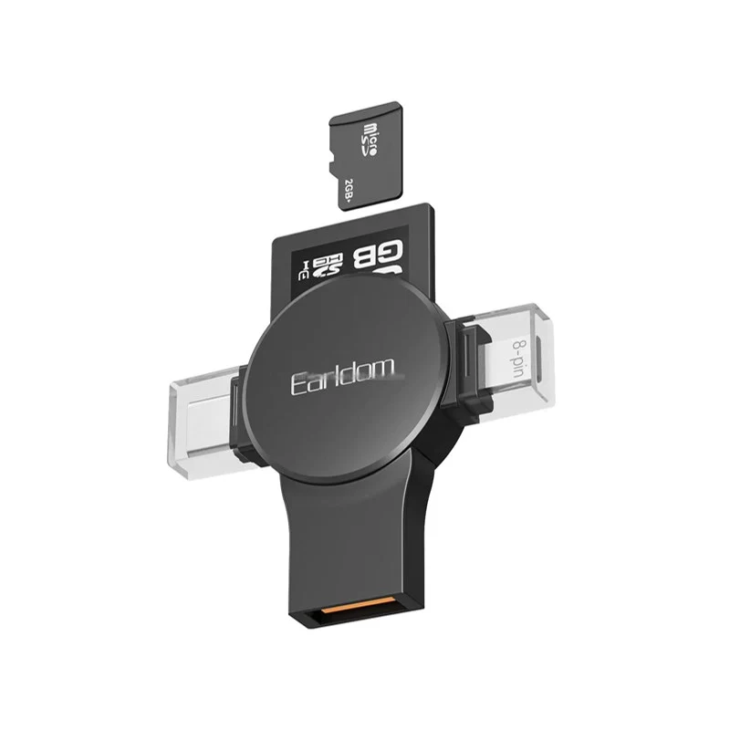 Earldom OT110 5 in 1 Multi Interfrace SD/Micro SD Card Reader (Type-C, Lighting, USB)