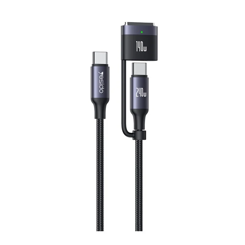 Yesido CA197 240W Fast Charging Type-C to Type-C/T 140W Magnetic Charging for IP Laptop Data Cable, 2 M