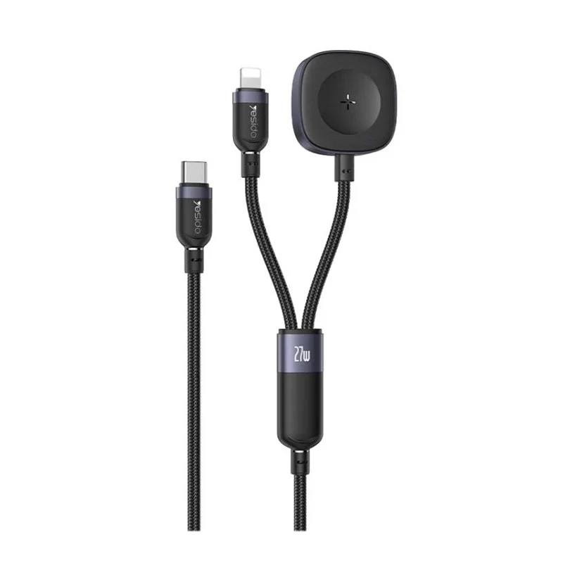 Yesido 27W , 2 in 1 Cable For Lightning Devices and Apple Watch