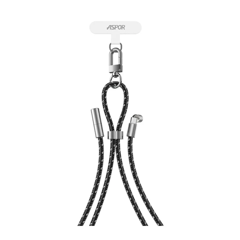 Aspor A078 USB-C to USB-C 100W Cable with Mobile Holder Band - Black
