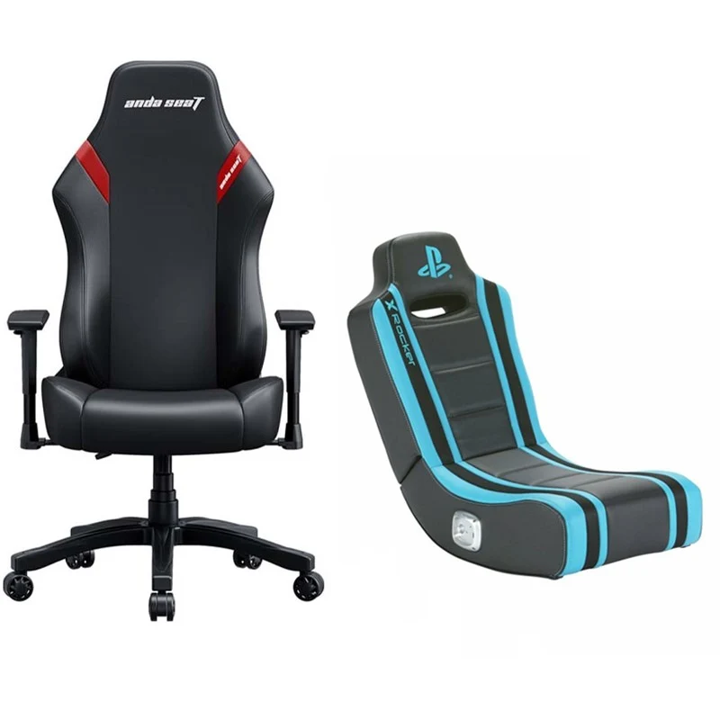 X-Rocker Sony PlayStation Geist 2.0 Floor Rocker Gaming Chair + Andaseat LUNA Series Large Gaming Chair - Black/Red