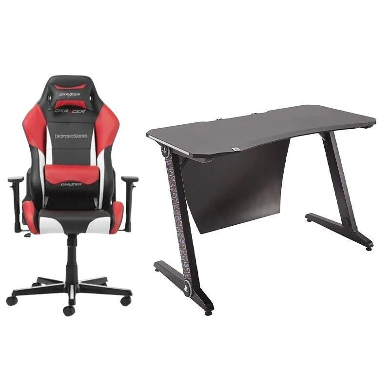 X-Rocker Sony PlayStation - Borealis PC Gaming Desk with LED's + DXRacer Drifting Series Gaming Chair - Black/White/Red